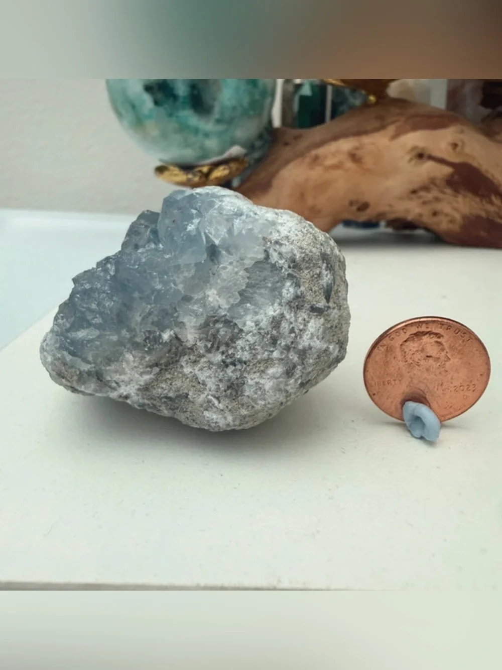 Raw Blue Celestite Geode Cluster Specimen Madagascar Deep Pocket